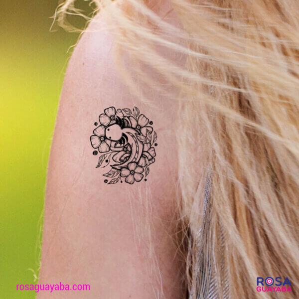 Happy Axolotl -Temporary Tattoo -  Fake Tattoos -Ajolote Tattoo - Set of Two