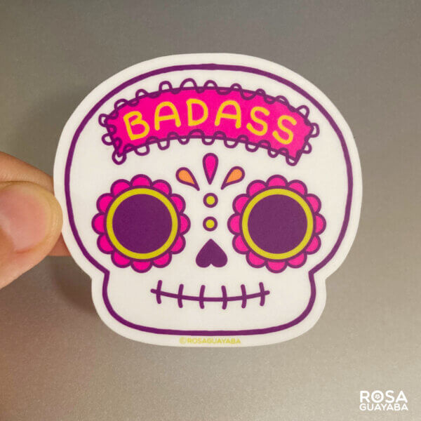 Sugarskull "Badass" Vinyl Sticker