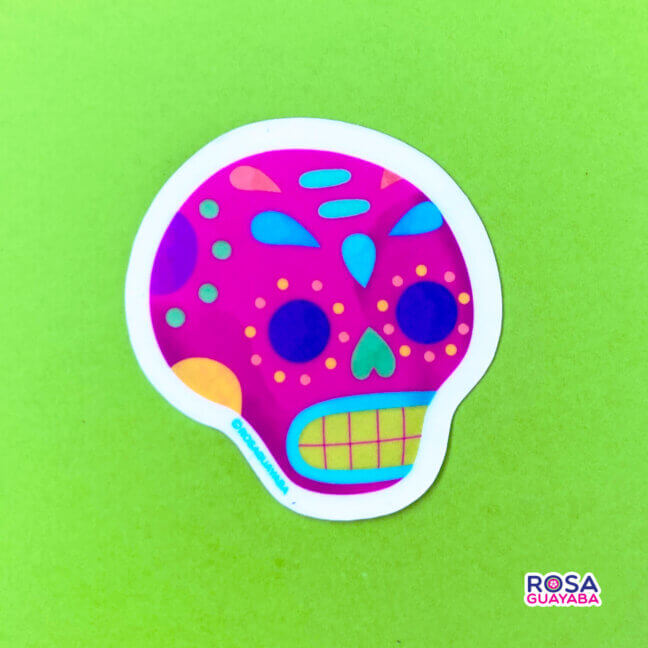 Pink Sugar Skull Sticker - Vinyl Stickers