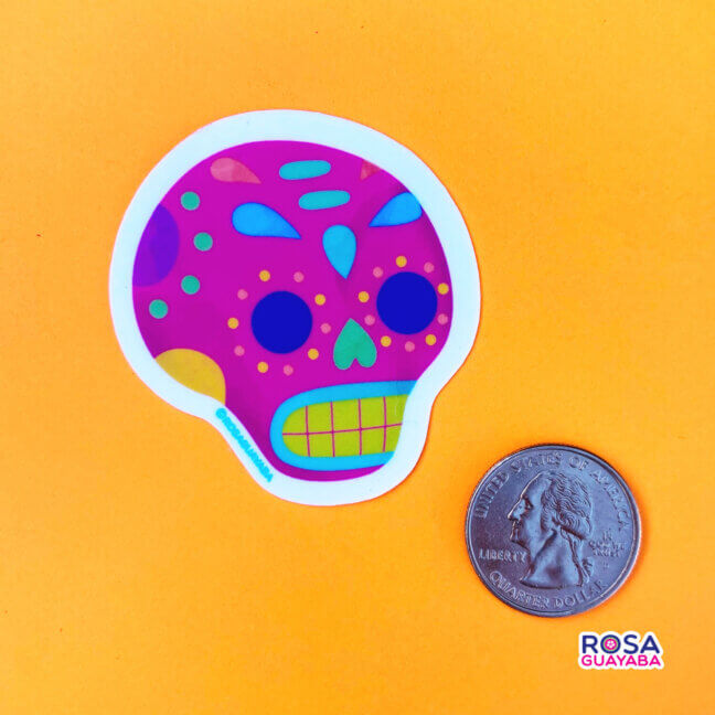 Pink Sugar Skull Sticker - Vinyl Stickers